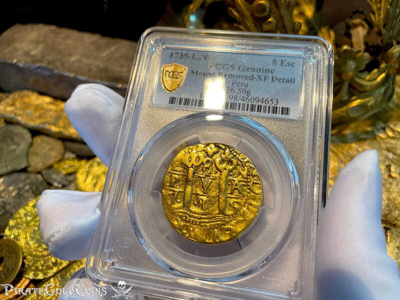 Peru 8 Escudos 1735 "Full, Bold Cross" PCGS XF 10