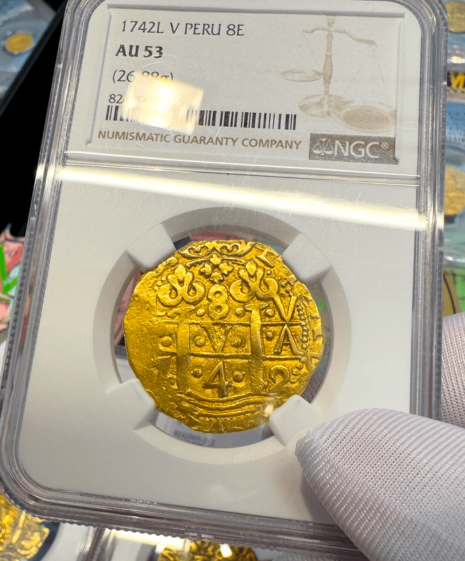 Peru 8 Escudos 1742 "Only 6 Graded NGC" NGC 53 3