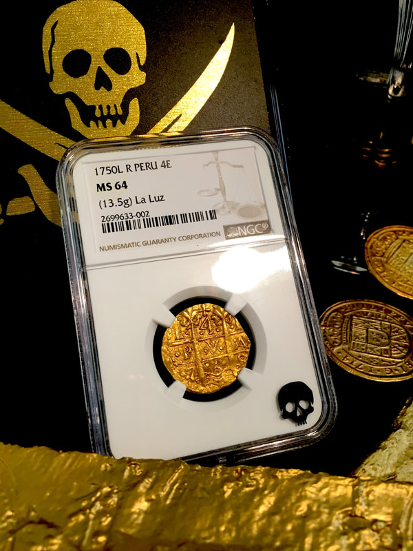 Peru  4 Escudos 1750  "La Luz Shipwreck"  NGC 64   3