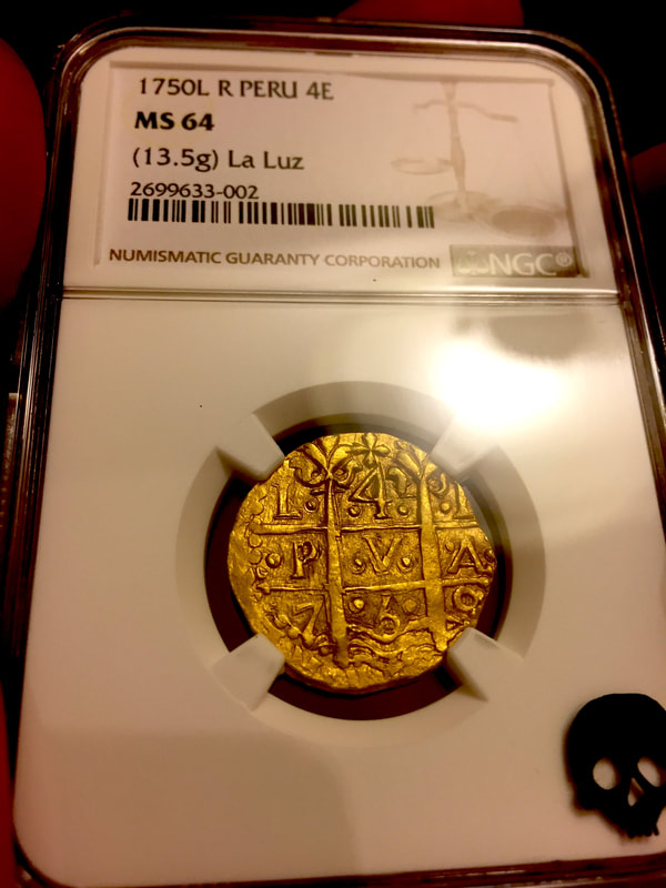 Peru  4 Escudos 1750  "La Luz Shipwreck"  NGC 64   9