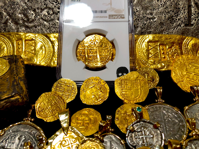 Peru 8 Escudos 1750 Double Dated "La Luz Shipwreck" NGC 55 8