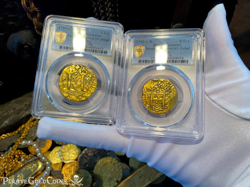 Peru 8 Escudos 1750 "La Luz 1752 Shipwreck" PCGS 50 6