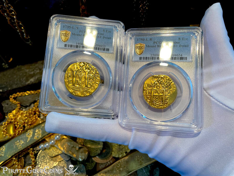 Peru 8 Escudos 1750 "La Luz 1752 Shipwreck" PCGS 50 5