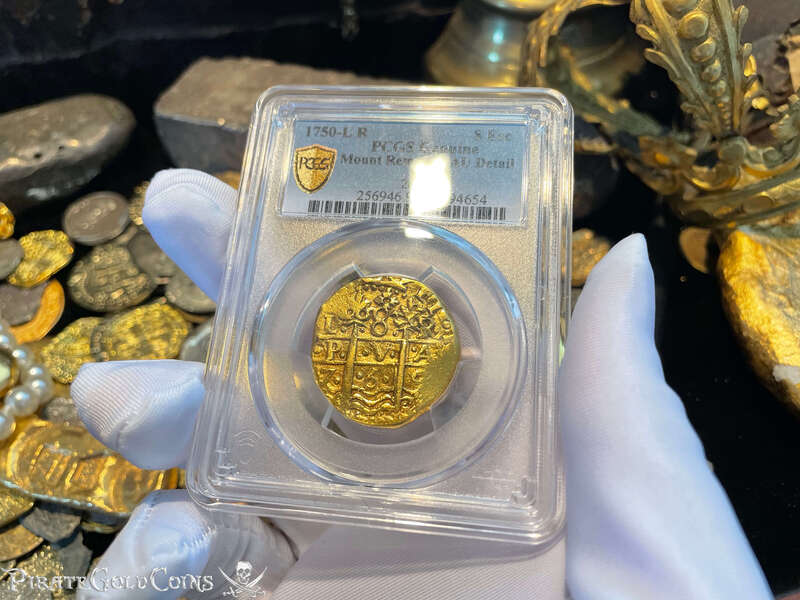 Peru 8 Escudos 1750 "La Luz 1752 Shipwreck" PCGS 50 15