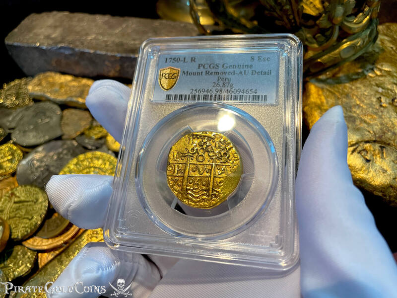Peru 8 Escudos 1750 "La Luz 1752 Shipwreck" PCGS 50 16