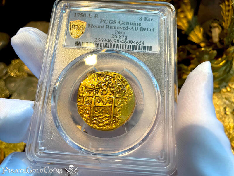 Peru 8 Escudos 1750 "La Luz 1752 Shipwreck" PCGS 50 18