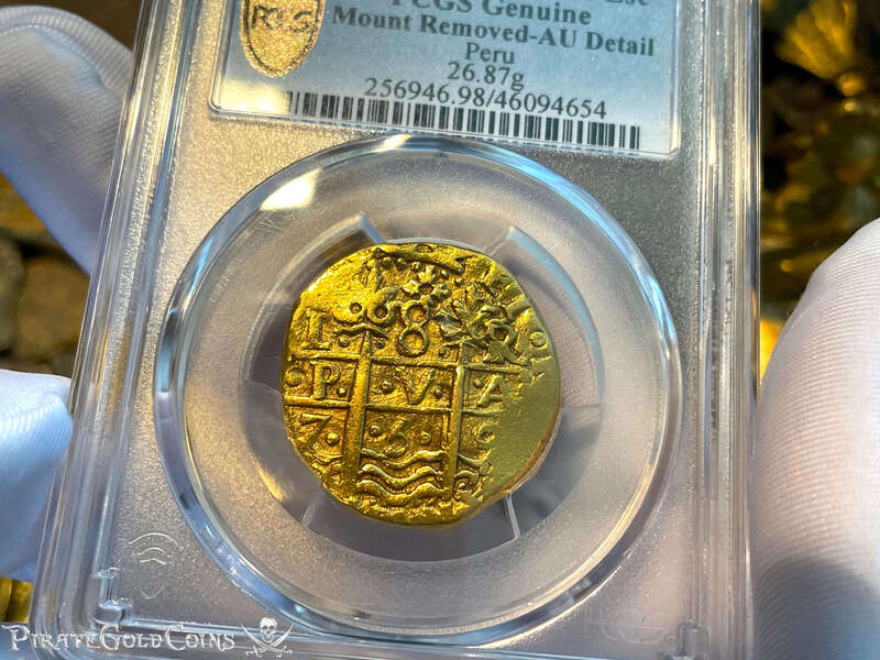 Peru 8 Escudos 1750 "La Luz 1752 Shipwreck" PCGS 50 20