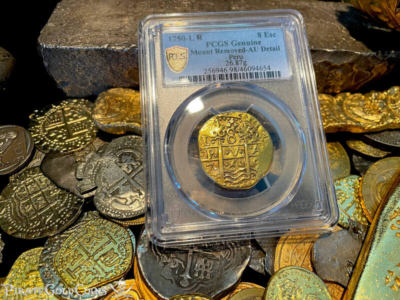 Peru 8 Escudos 1750 "La Luz 1752 Shipwreck" PCGS 50 26