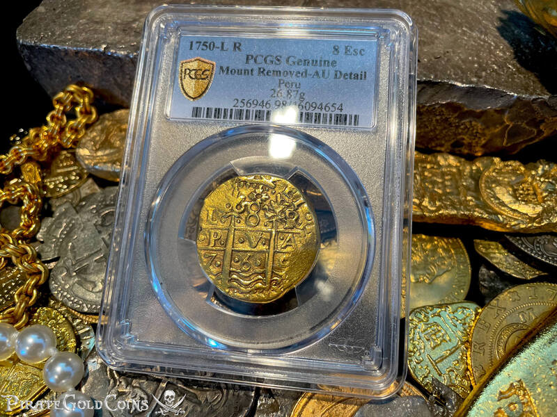 Peru 8 Escudos 1750 "La Luz 1752 Shipwreck" PCGS 50 27