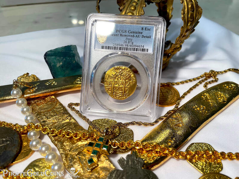 Peru 8 Escudos 1750 "La Luz 1752 Shipwreck" PCGS 50 3