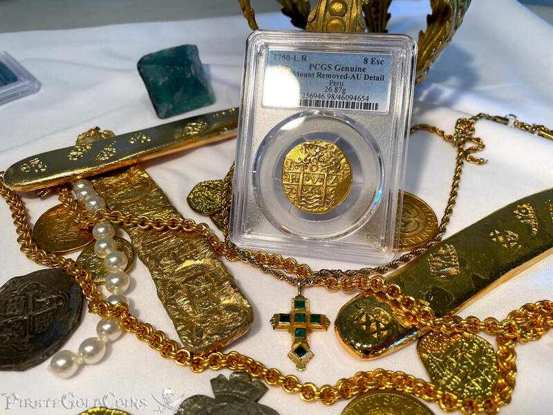Peru 8 Escudos 1750 "La Luz 1752 Shipwreck" PCGS 50 19