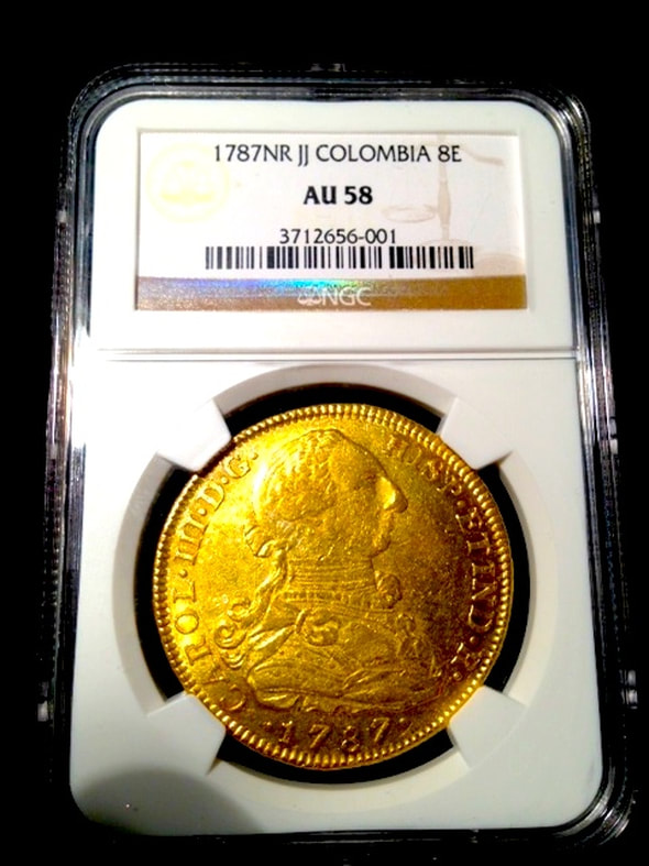 Colombia 8 Escudos 1787 NGC 58