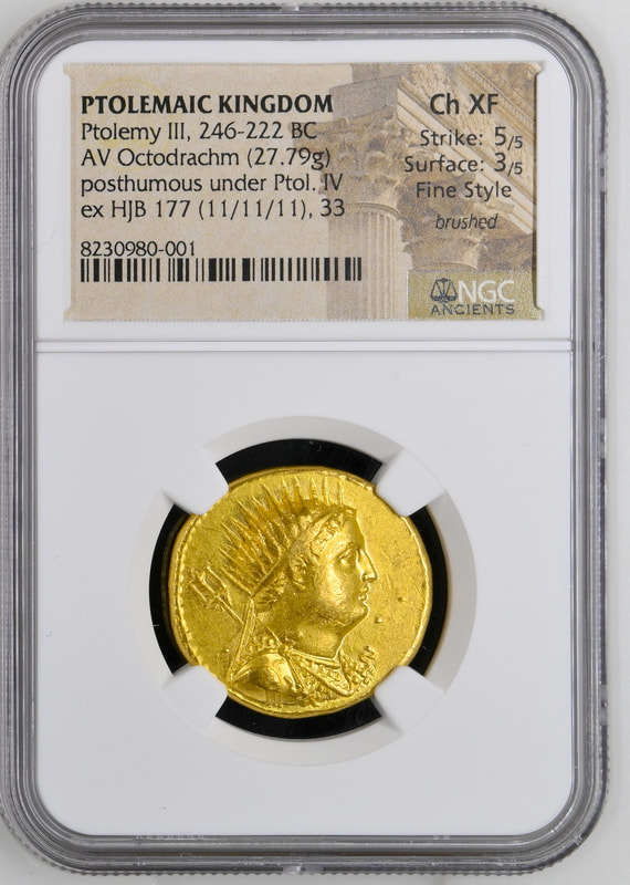 Ptolemaic Kingdom 246-222BC "Ptolemy III" NGC Ch XF 5x3 Fine Style 3