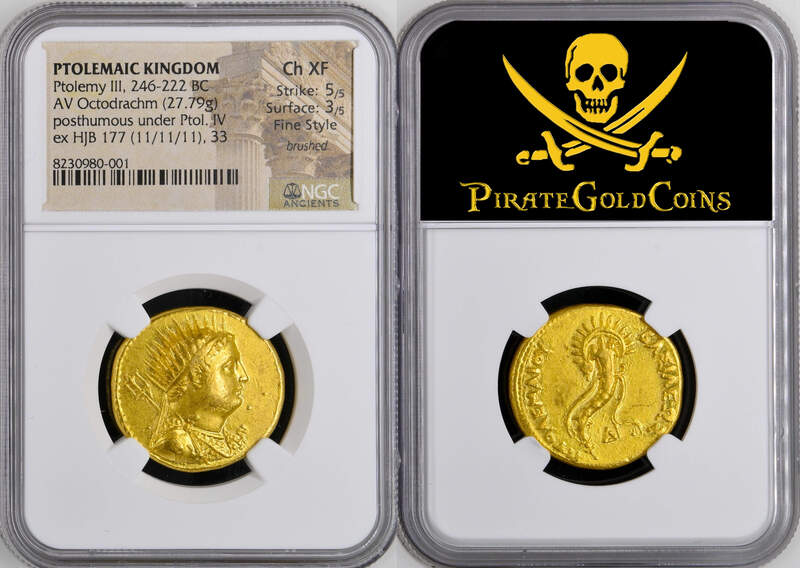 Ptolemaic Kingdom 246-222BC "Ptolemy III" NGC Ch XF 5x3 Fine Style 32