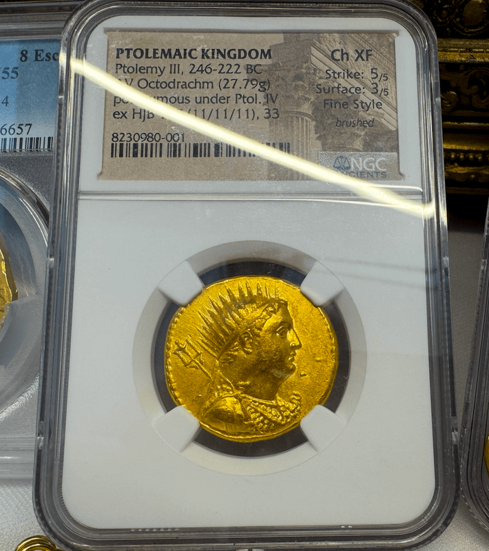 Ptolemaic Kingdom 246-222BC "Ptolemy III" NGC Ch XF 5x3 Fine Style 5
