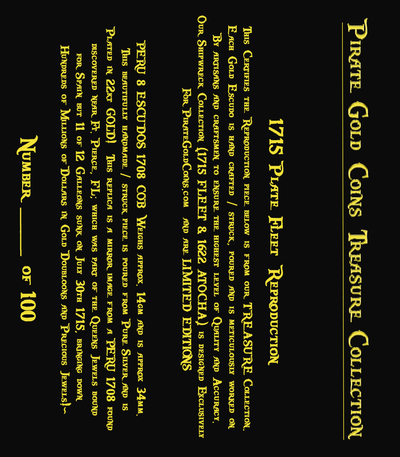 Peru 8 Escudos 1708 Gold Plated Pirate Gold Coins Shipwreck Collection 26