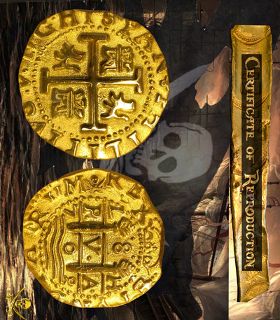 Peru 8 Escudos 1708 Gold Plated Pirate Gold Coins Shipwreck Collection 18