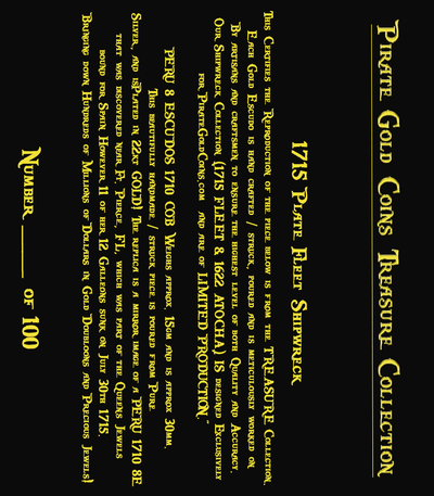 Peru 8 Escudos 1710 Gold Plated Pirate Gold Coins Shipwreck Collection 6