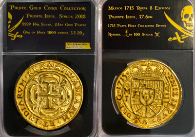 Mexico 8 Escudos 1715 Royal Gold Plated Pirate Gold Coins Shipwreck Collection 2