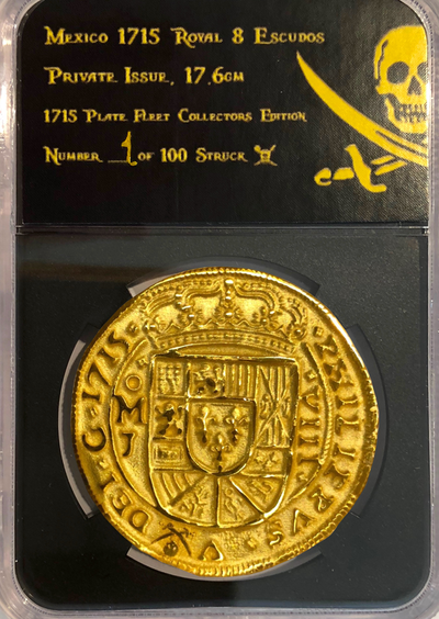 Mexico 8 Escudos 1715 Royal Gold Plated Pirate Gold Coins Shipwreck Collection 3