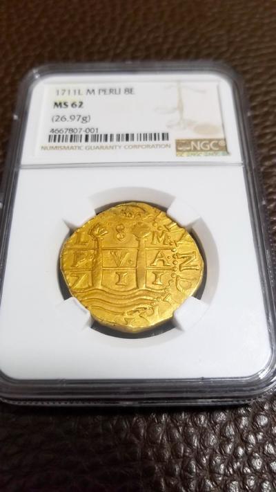 Peru 8 Escudos 1711 "2nd Finest Known- 1715 Plate Fleet Shipwreck" NGC 62 6