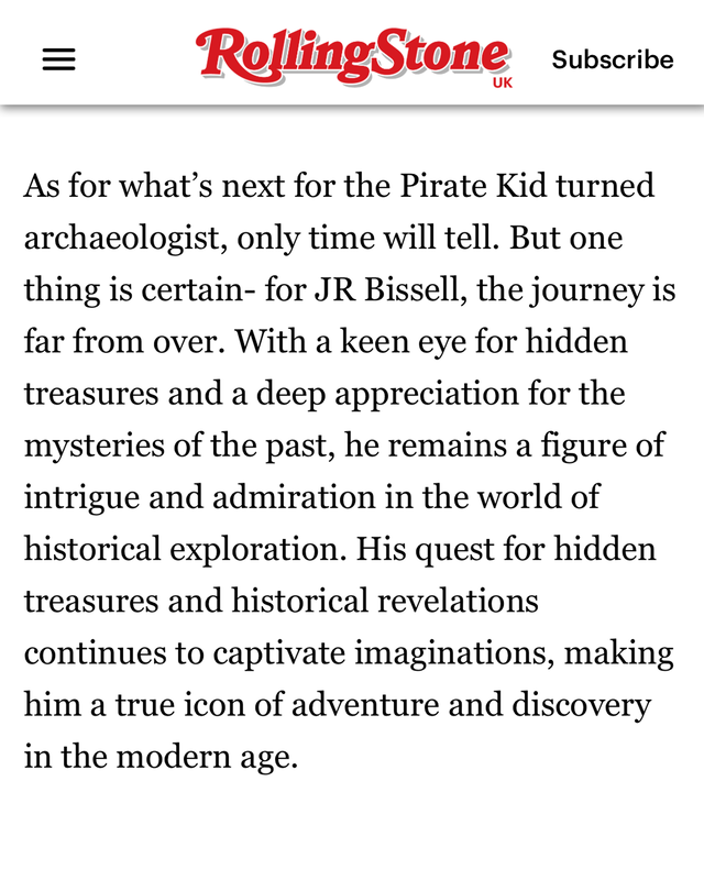 Rolling Stone: Pirates to Pyramids: The Remarkable Journey of JR Bissell - Page 10