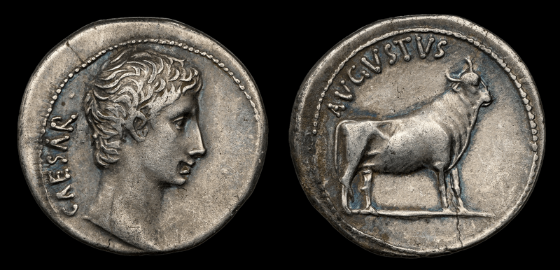 Roman Empire "Augustus" 27-14AD Denarius NGC Ch VF 5x3 2