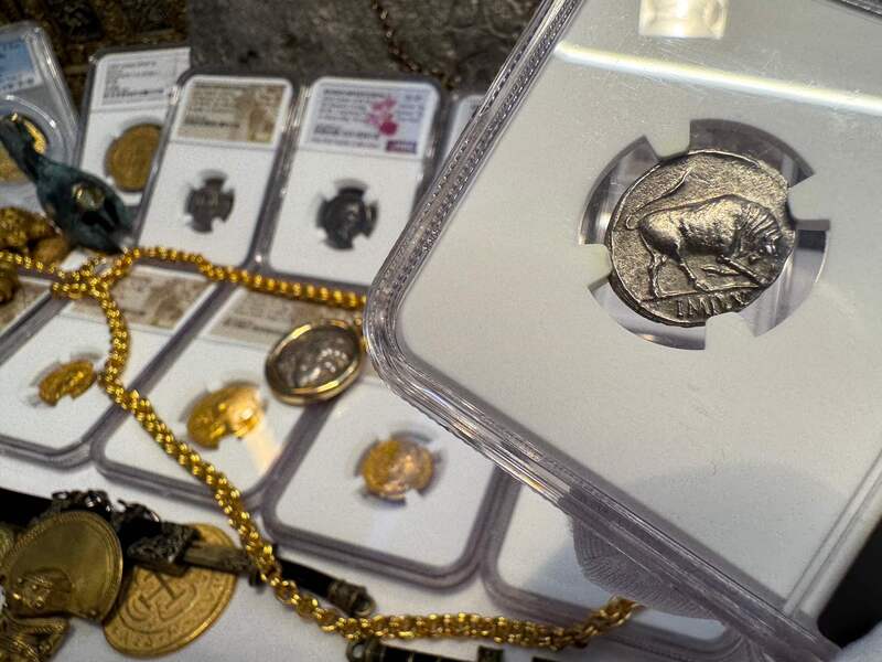 Roman Empire "Augustus" Denarius NGC AU 5x2 9