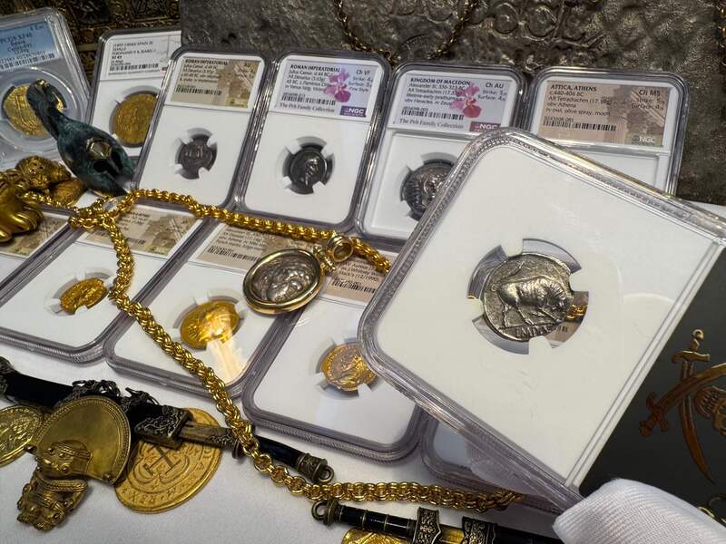 Roman Empire "Augustus" Denarius NGC AU 5x2 32