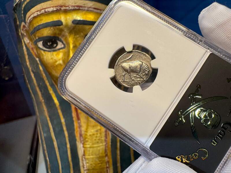 Roman Empire "Augustus" Denarius NGC AU 5x2 21