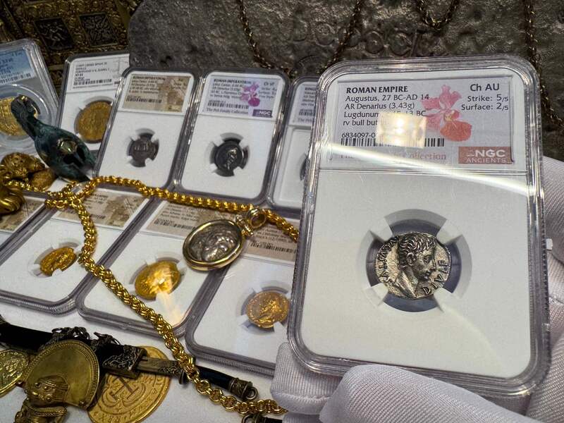 Roman Empire "Augustus" Denarius NGC AU 5x2 29