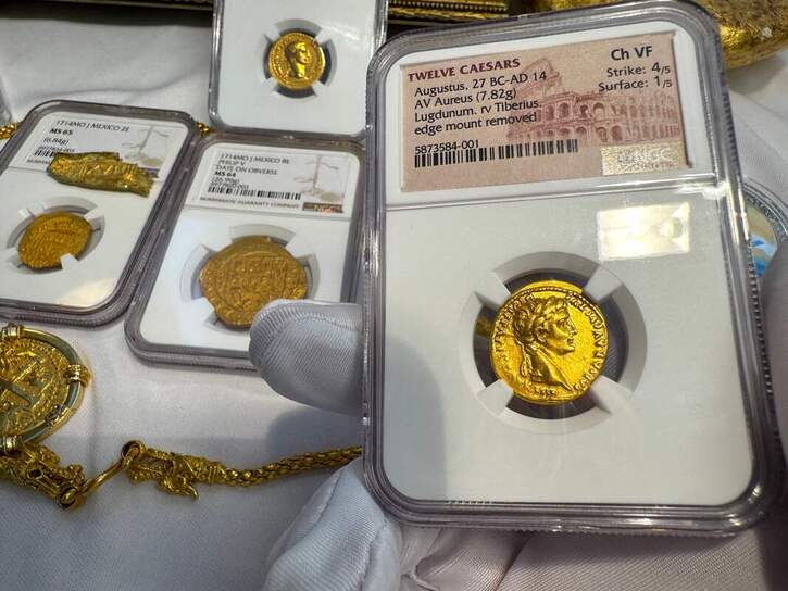 Roman Empire "Augustus" 27BC- 14AD NGC CH VF 4x1