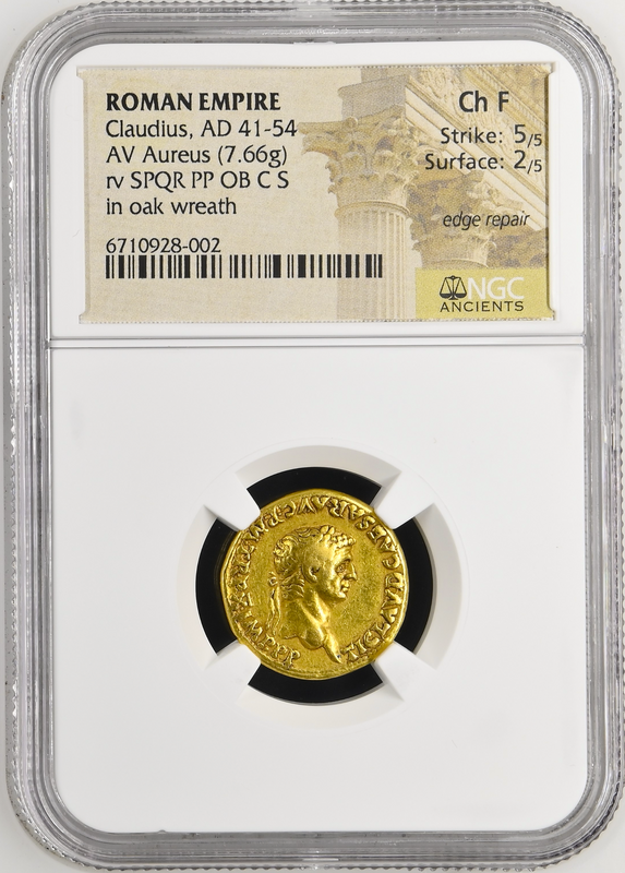 Roman Empire "Claudius" Aureus NGC ChF 5x3 2