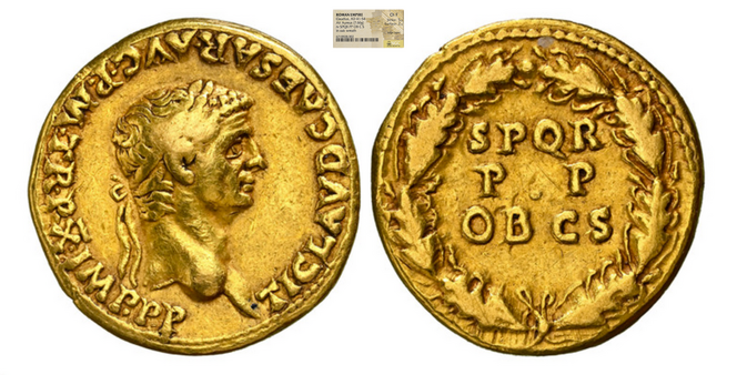 Roman Empire "Claudius" Aureus NGC ChF 5x3