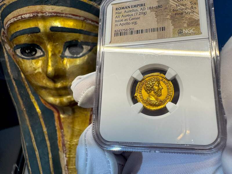 Roman Empire "Marcus as Caesar" NGC XF 5x4 17