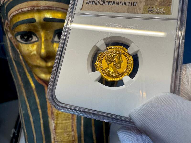 Roman Empire "Marcus as Caesar" NGC XF 5x4 18