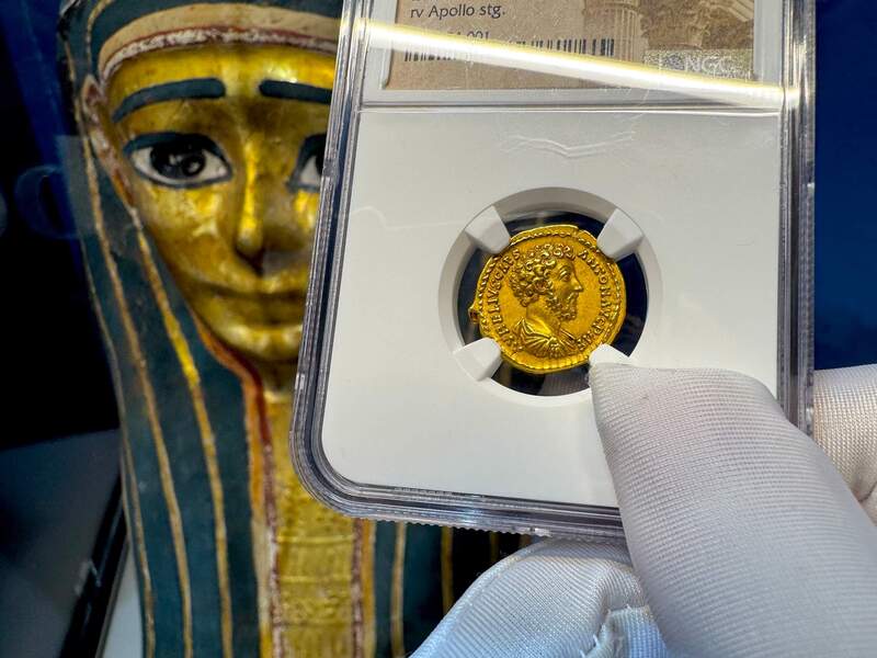 Roman Empire "Marcus as Caesar" NGC XF 5x4 19