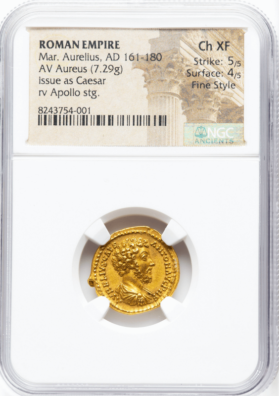 Roman Empire "Marcus as Caesar" NGC XF 5x4 3