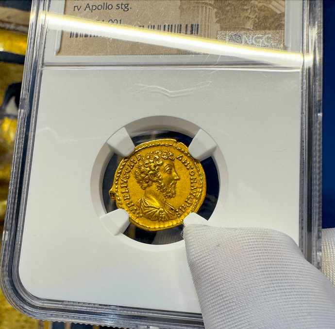 Roman Empire "Marcus as Caesar" NGC XF 5x4