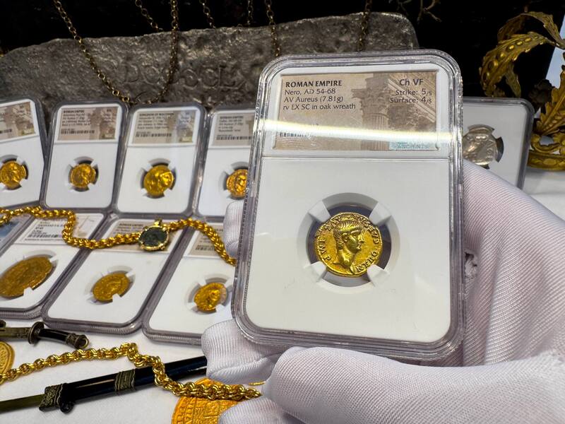 Roman Empire "Nero as Augustus" NGC Ch VF 5x4 24