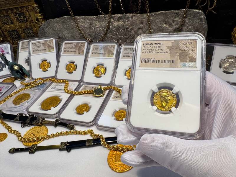 Roman Empire "Nero as Augustus" NGC Ch VF 5x4 48