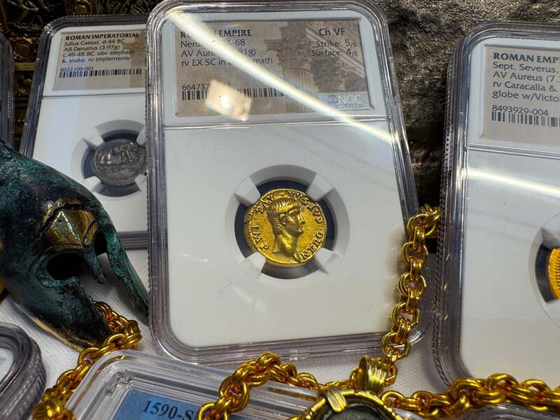 Roman Empire "Nero as Augustus" NGC Ch VF 5x4 18