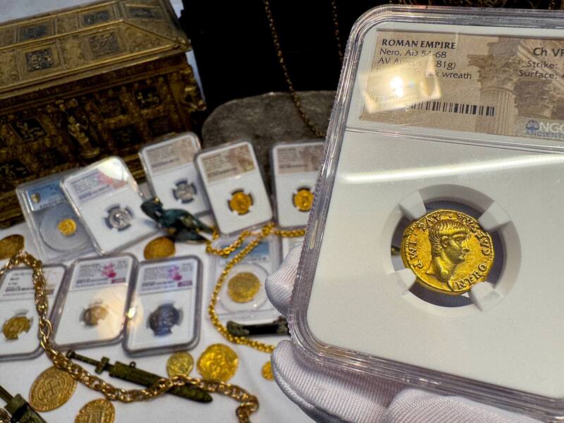 Roman Empire "Nero as Augustus" NGC Ch VF 5x4 54