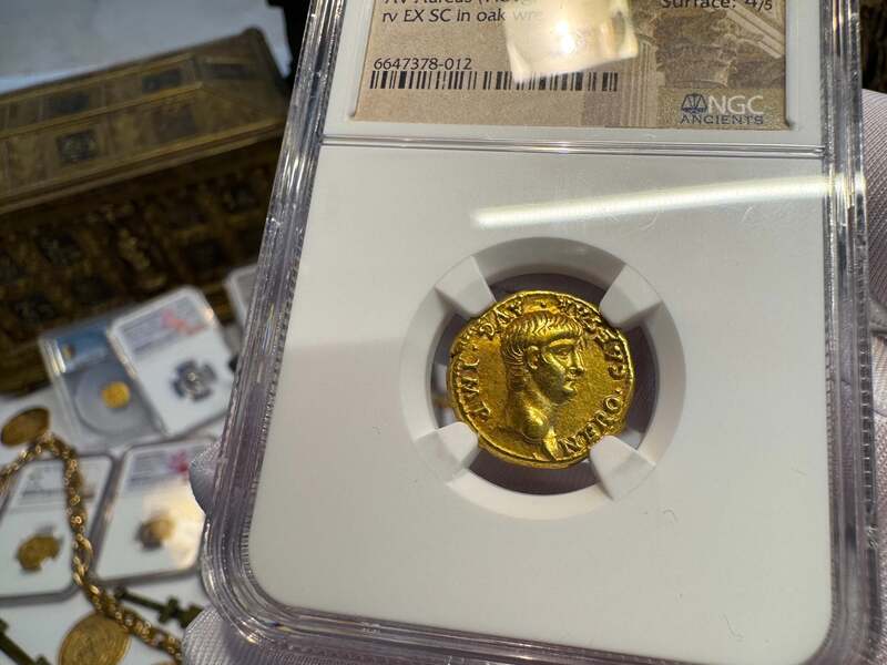 Roman Empire "Nero as Augustus" NGC Ch VF 5x4 56
