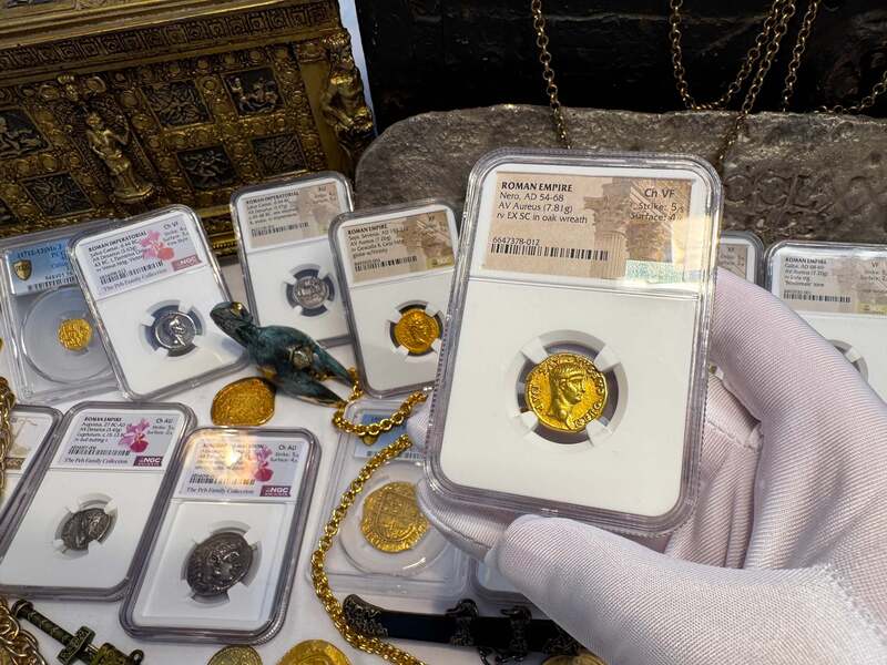 Roman Empire "Nero as Augustus" NGC Ch VF 5x4 57