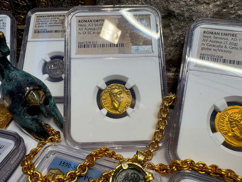 Roman Empire "Nero as Augustus" NGC Ch VF 5x4 19