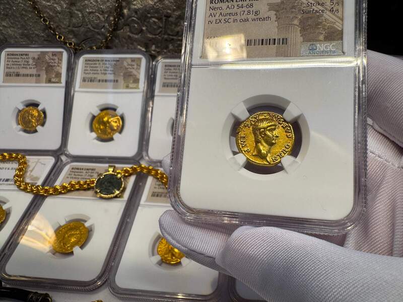 Roman Empire "Nero as Augustus" NGC Ch VF 5x4 60