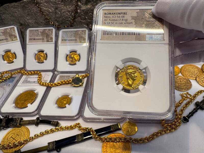 Roman Empire "Nero as Augustus" NGC Ch VF 5x4 66