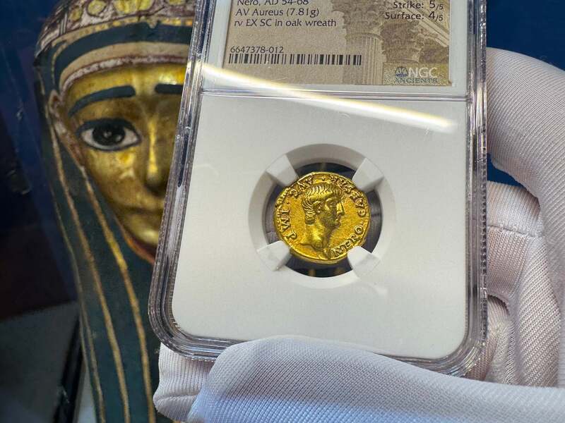Roman Empire "Nero as Augustus" NGC Ch VF 5x4 29