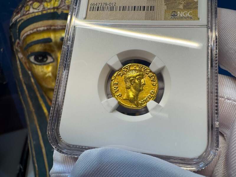Roman Empire "Nero as Augustus" NGC Ch VF 5x4 31